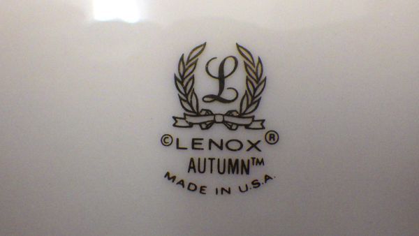 ●中古 LENOX AUTUMN 約18㎝ プレート レノックス オータム 丸皿 5枚 セット 金彩 USA 食器_画像7