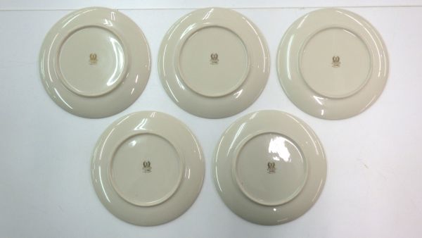 ●中古 LENOX AUTUMN 約18㎝ プレート レノックス オータム 丸皿 5枚 セット 金彩 USA 食器_画像3