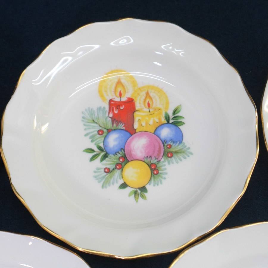 英国製 Duchess ダッチェス クリスマス 小皿 5枚セット 絵皿 飾り皿 ミニプレート アクセサリートレイ◆777f19_画像3