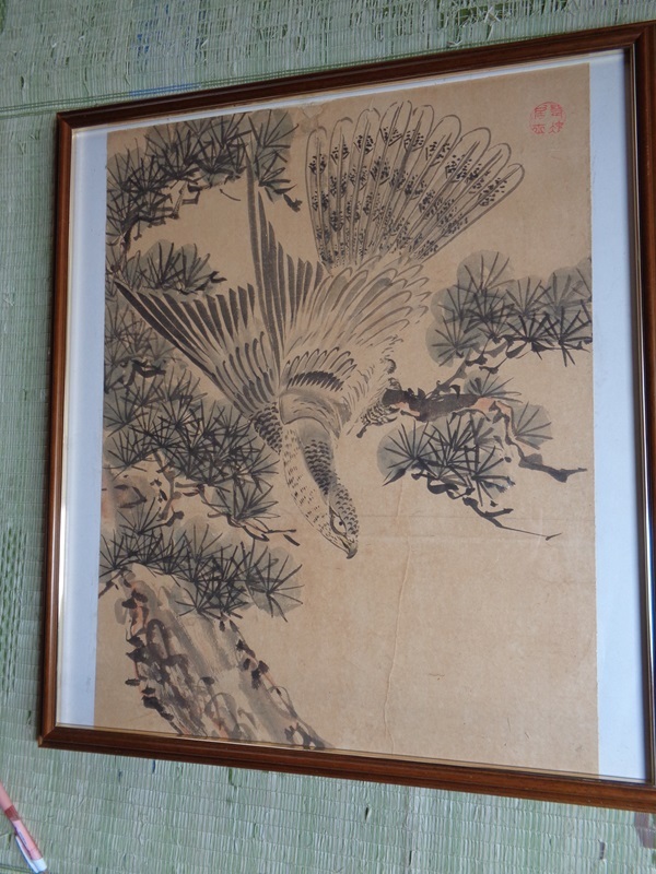 【本物品】伊藤若冲　　松鷹　　紙本　　名画です_画像4