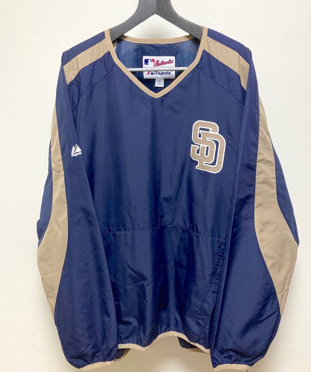 MLB サンディエゴ パドレス Majestic プルオーバー ジャケット L Padres マジェスティック ジャケット_画像1