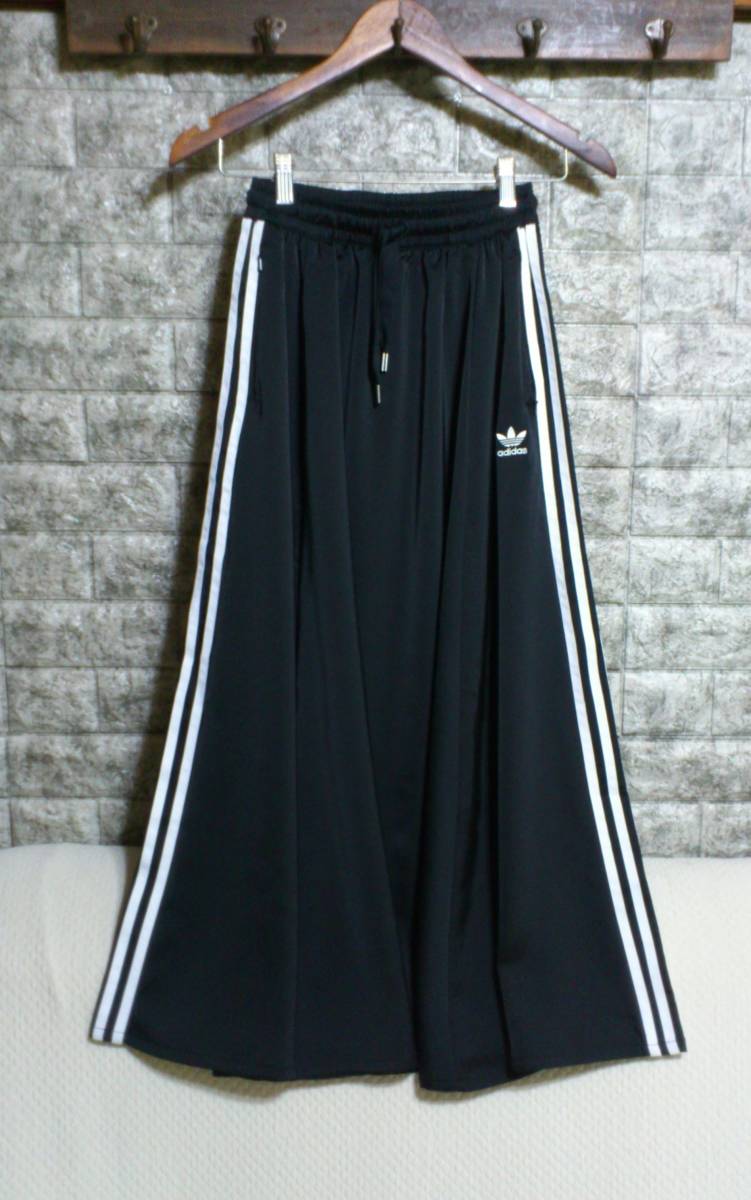 正規・黒・伸縮性ウエスト・adidas Originals アディダス オリジナルス LONG SATIN SKIRT サテンロングスカート(FL0039)_画像3