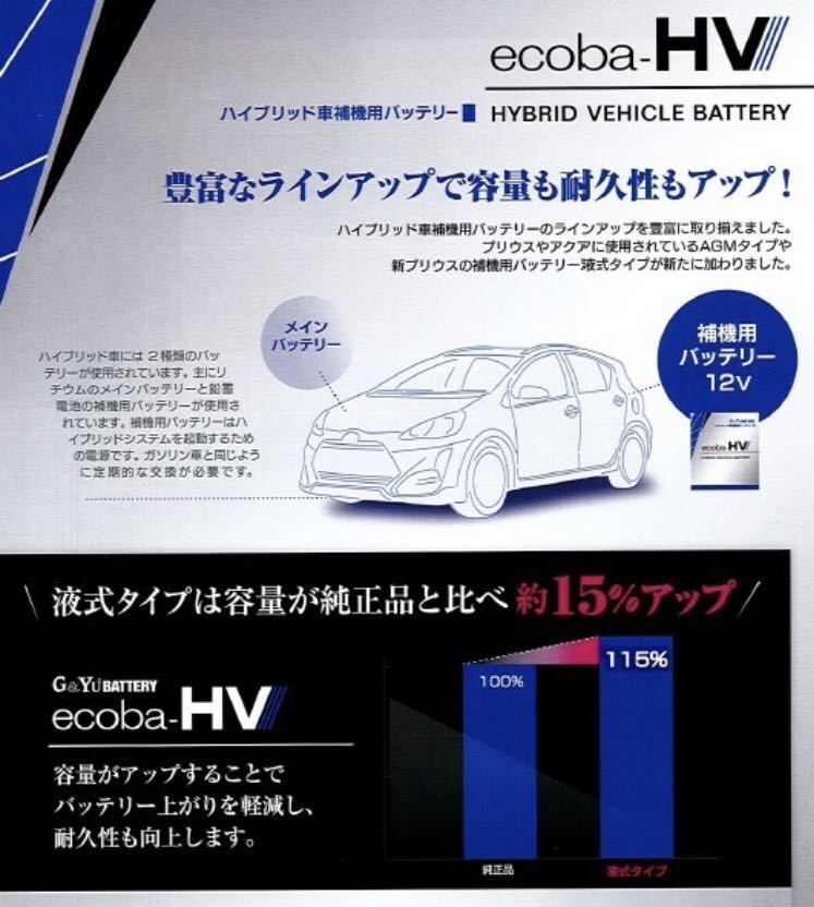 送料無料(北海道、沖縄、離島除く) HV-L0 G&Yu LN0 ハイブリッド車補機用バッテリー ecoba-HV ハイブリッド シエンタ ヴィッツ　アクア_画像5