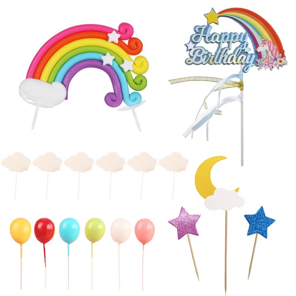 【特価商品】風船 虹 可愛い レインボー 17点セット デコレーション Happy ケーキ Birthday 豪華 バースデー ケ_画像7