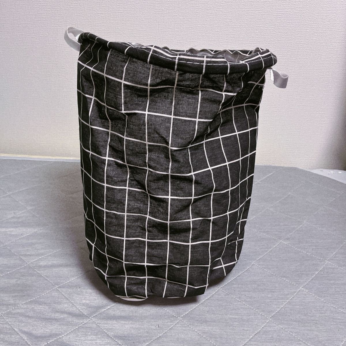 ランドリーバスケット ランドリーバッグ 洗濯 かご ボックス カゴ ブラック 黒_画像4