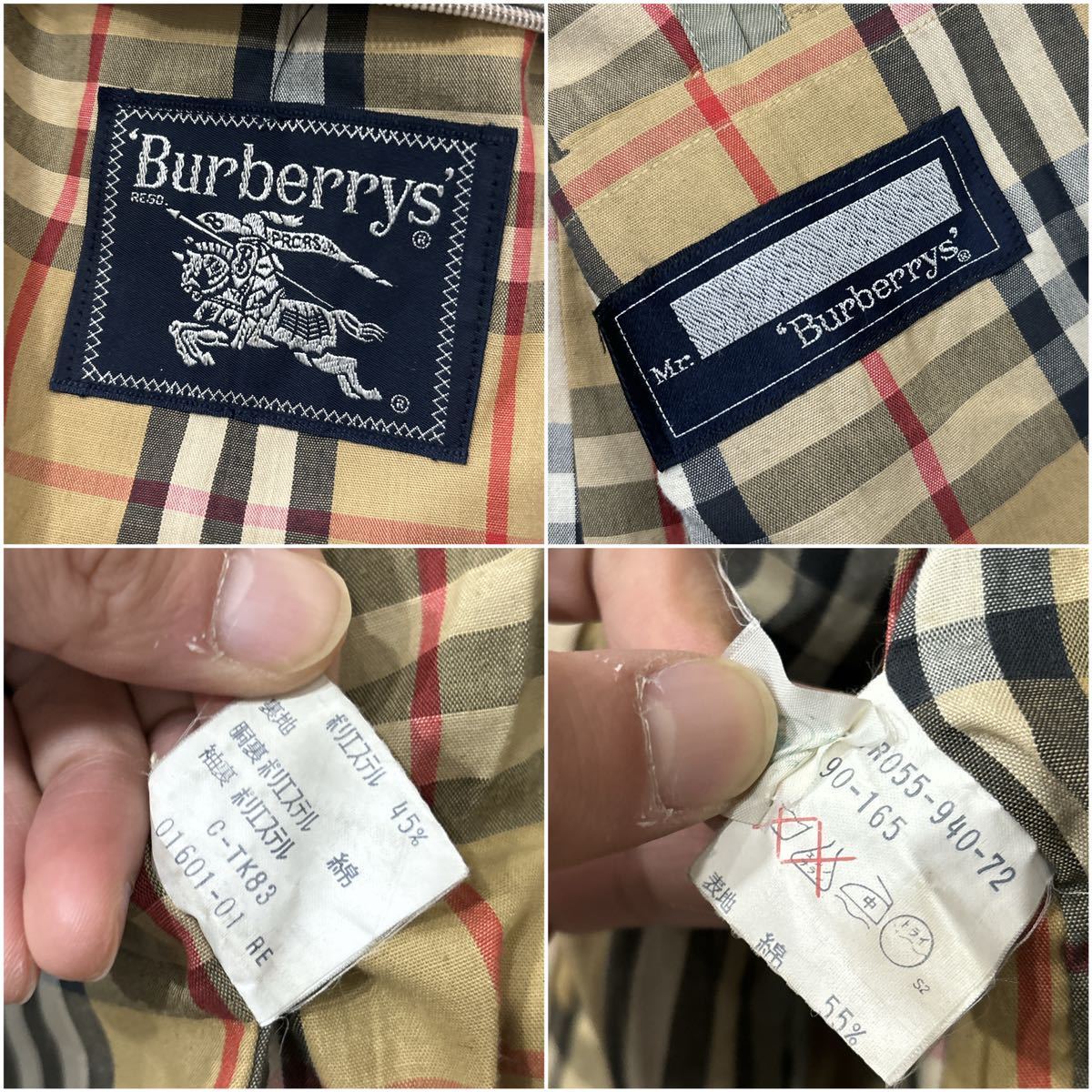 1円~＊ '希少 80's~90's ビンテージ' Burberrys オールド バーバリー 裏地 ノバチェック 比翼 ステンカラーコート 90-165 メンズ アウター_画像6