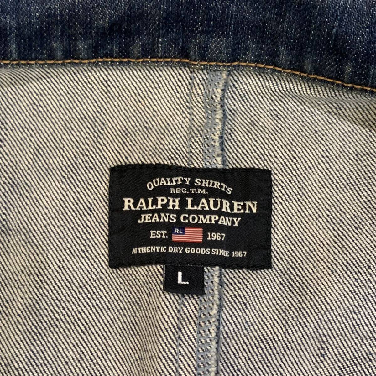 C ▼ ビンテージ / 都会のカジュアルウェア '日本製' Ralph Lauren Jeans Company ラルフローレン 90s デニム テーラードジャケット size:L_画像7