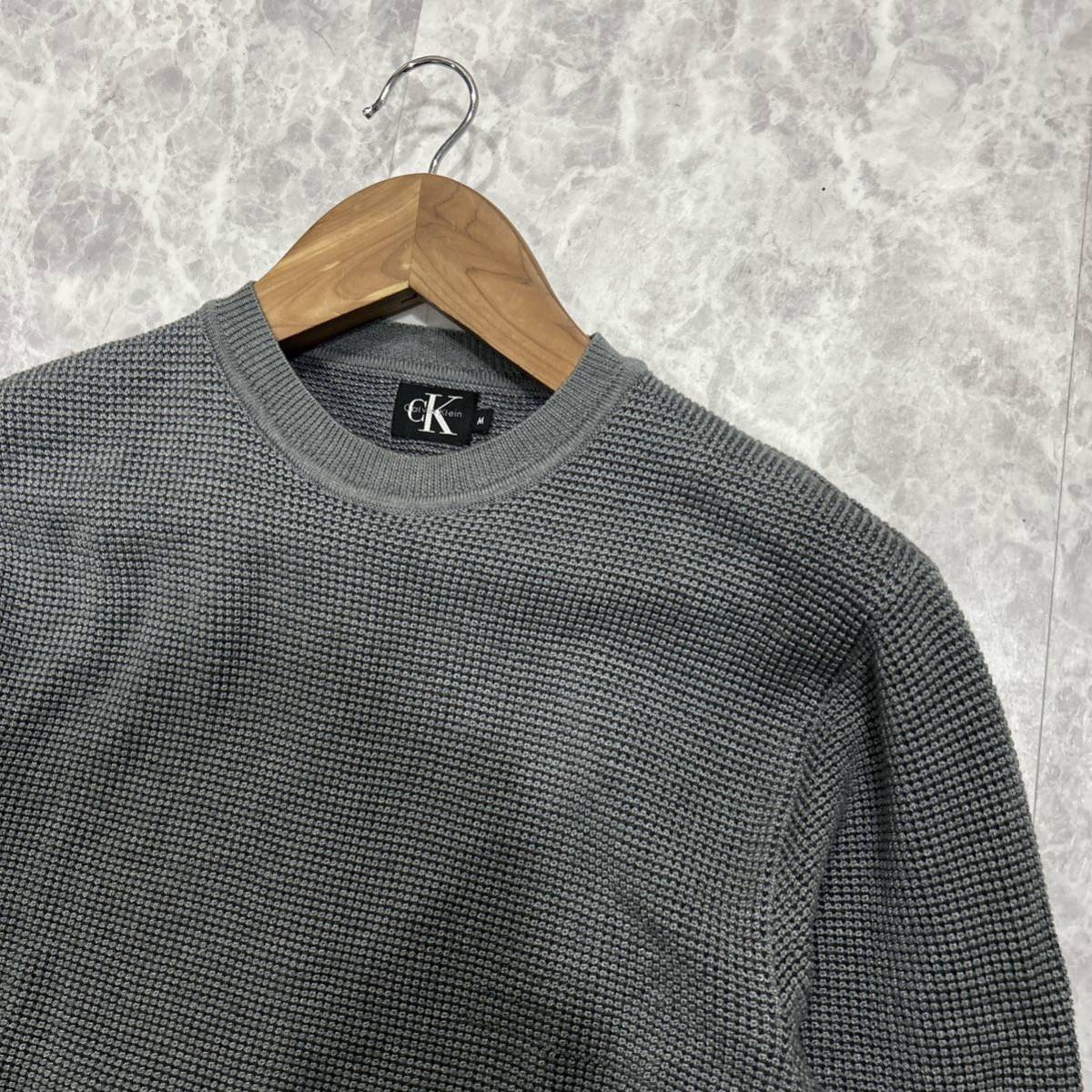 LL @ 国内正規品 '高級感溢れる' CK Calvin Klein カルバンクライン 長袖 メッシュ地 クルーネック Tシャツ / カットソー sizeM トップス _画像4