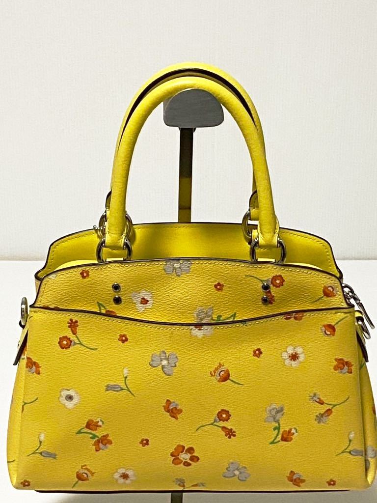 COACH ハンドバッグ 花柄 イエロー マルチ レザーレディース　コーチ　C8216 極美品_画像3