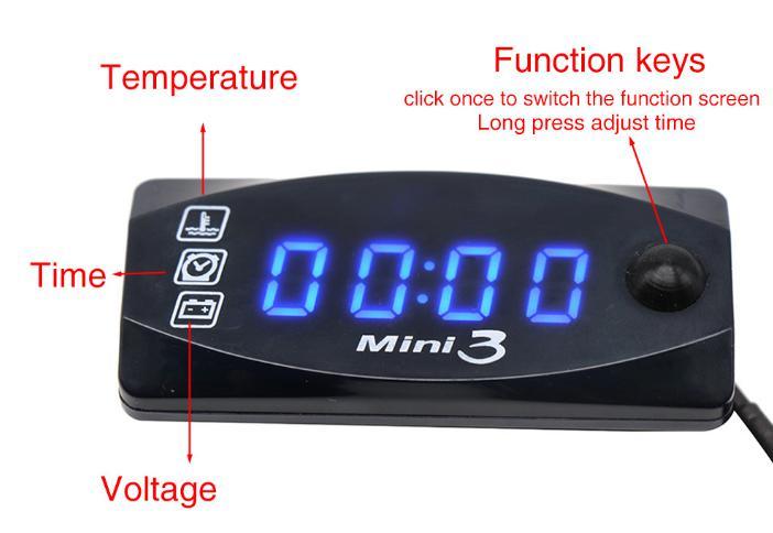 多機能 電圧 気温 時計 デジタルモニター LEDディスプレイ IP67 防水 ブラックボディ_画像6