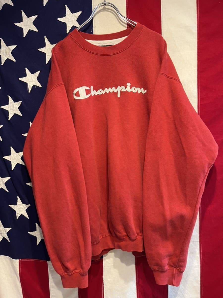 ★Champion★チャンピオン★00s★ポルトガル製★スウェット★トレーナー★裏起毛★クルーネック★刺繍ロゴ★レッド★赤★XXLサイズ★_画像2