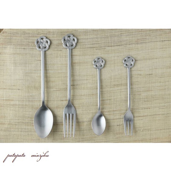 mizuhiki cutlery 8pc set silver . three article mizuhiki made in Japan patamin cutlery Cafe spoon Fork peace 