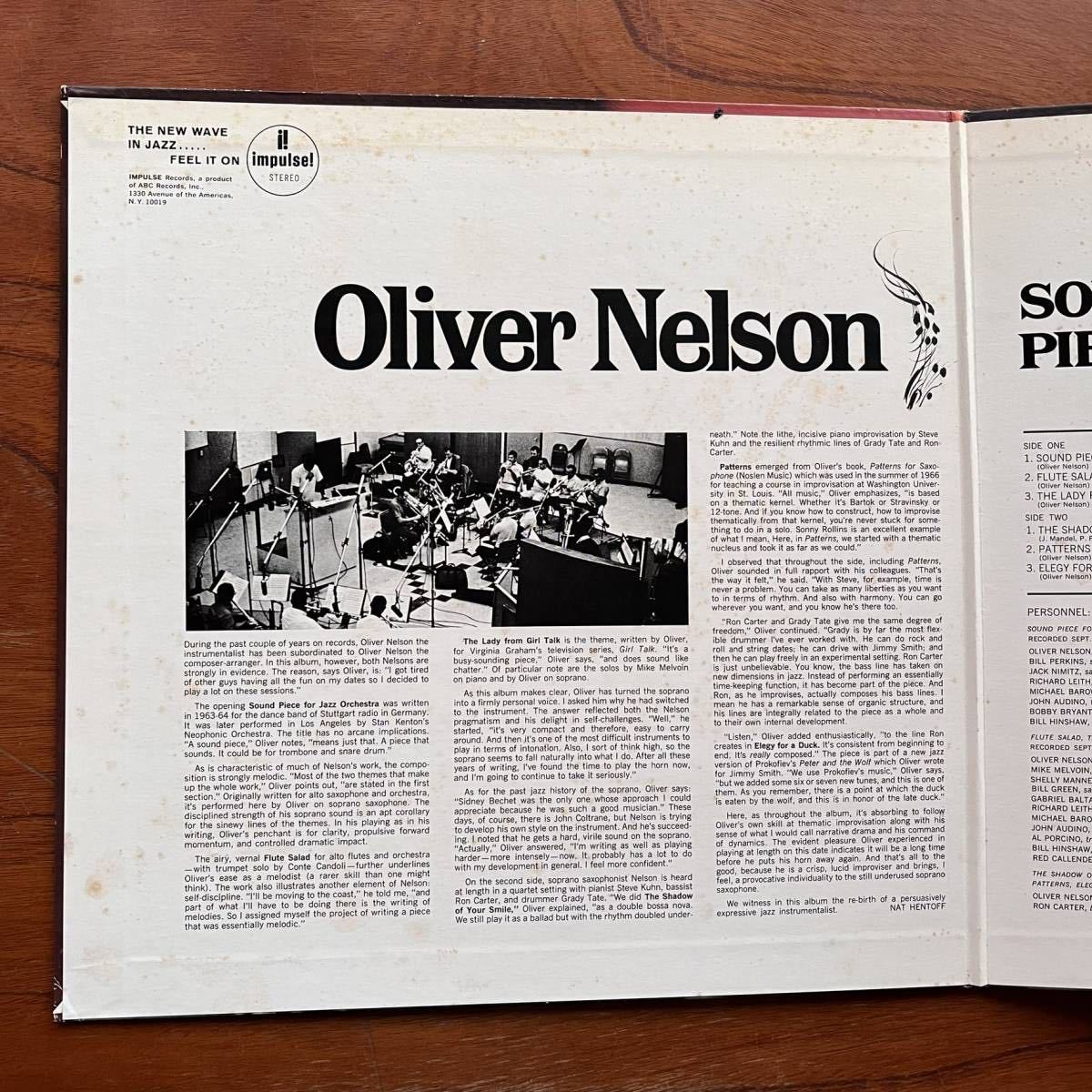 【国内美盤！IMPULSE! 名盤】OLIVER NELSON『SOUND PIECES』オリヴァー・ネルソン/BILL PERKINS/CONTE CANDOLI/STEVE KUHN/SHELLY MANNE_画像2