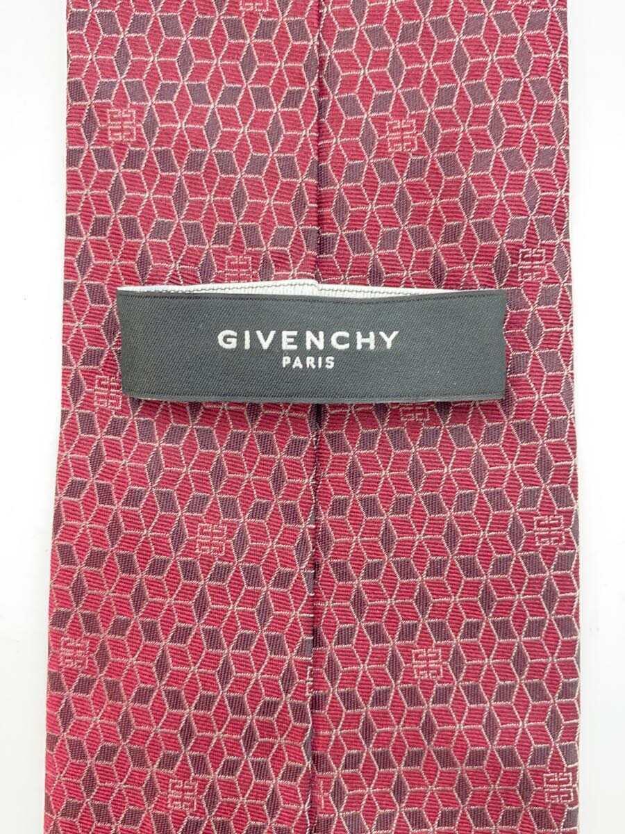 GIVENCHY◆ネクタイ/シルク/ボルドー/総柄/メンズ/イタリア製_画像4