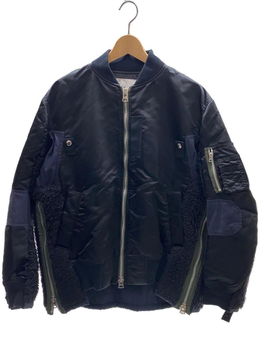 sacai◆NYLON TWILL FAUX SHERING BLOUSON/1/ナイロン/BLK/20-02355M