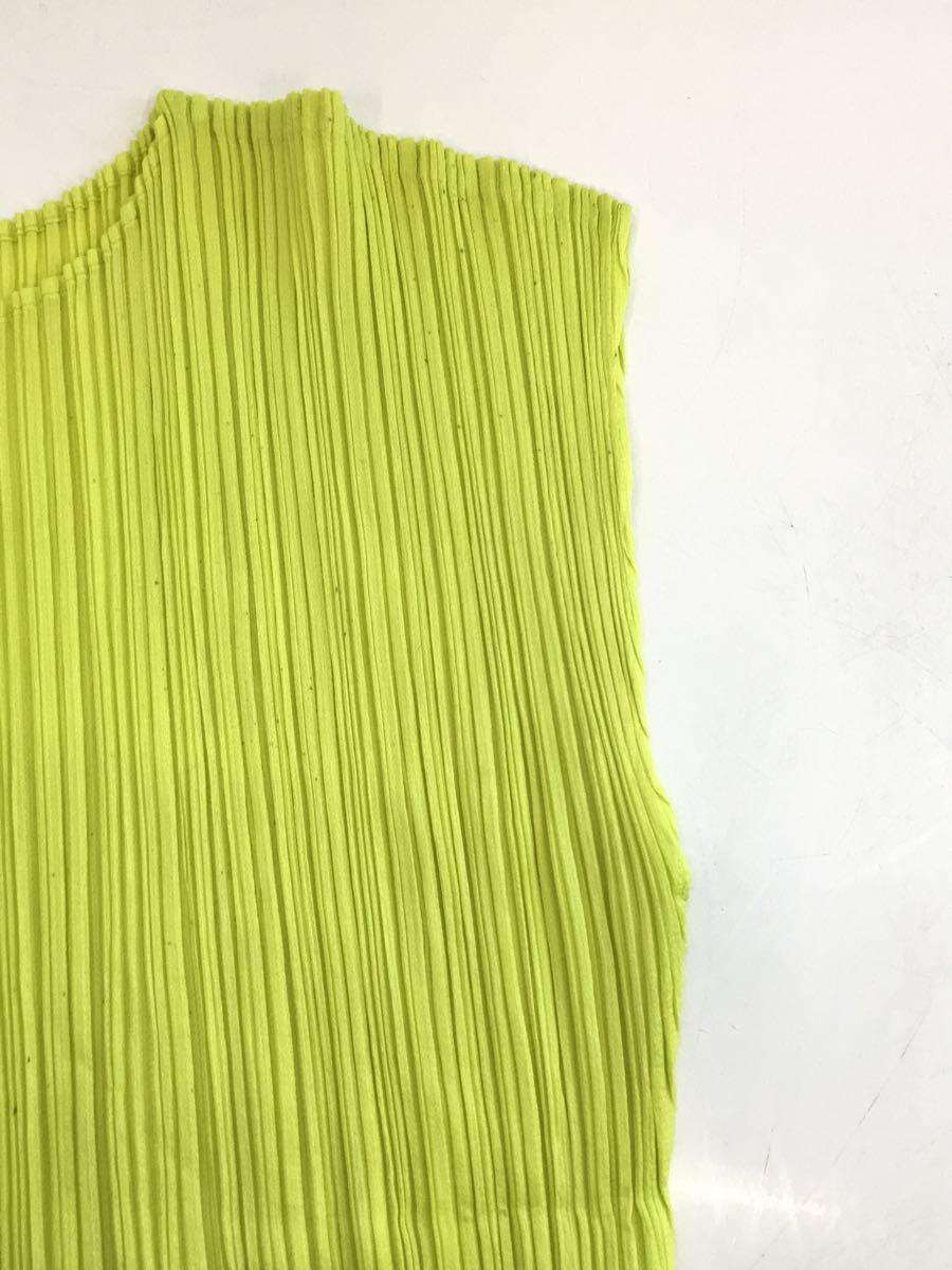 PLEATS PLEASE ISSEY MIYAKE◆ノースリーブカットソー/3/ポリエステル/YLW/無地/PP61-JK182/汚れ有_画像4