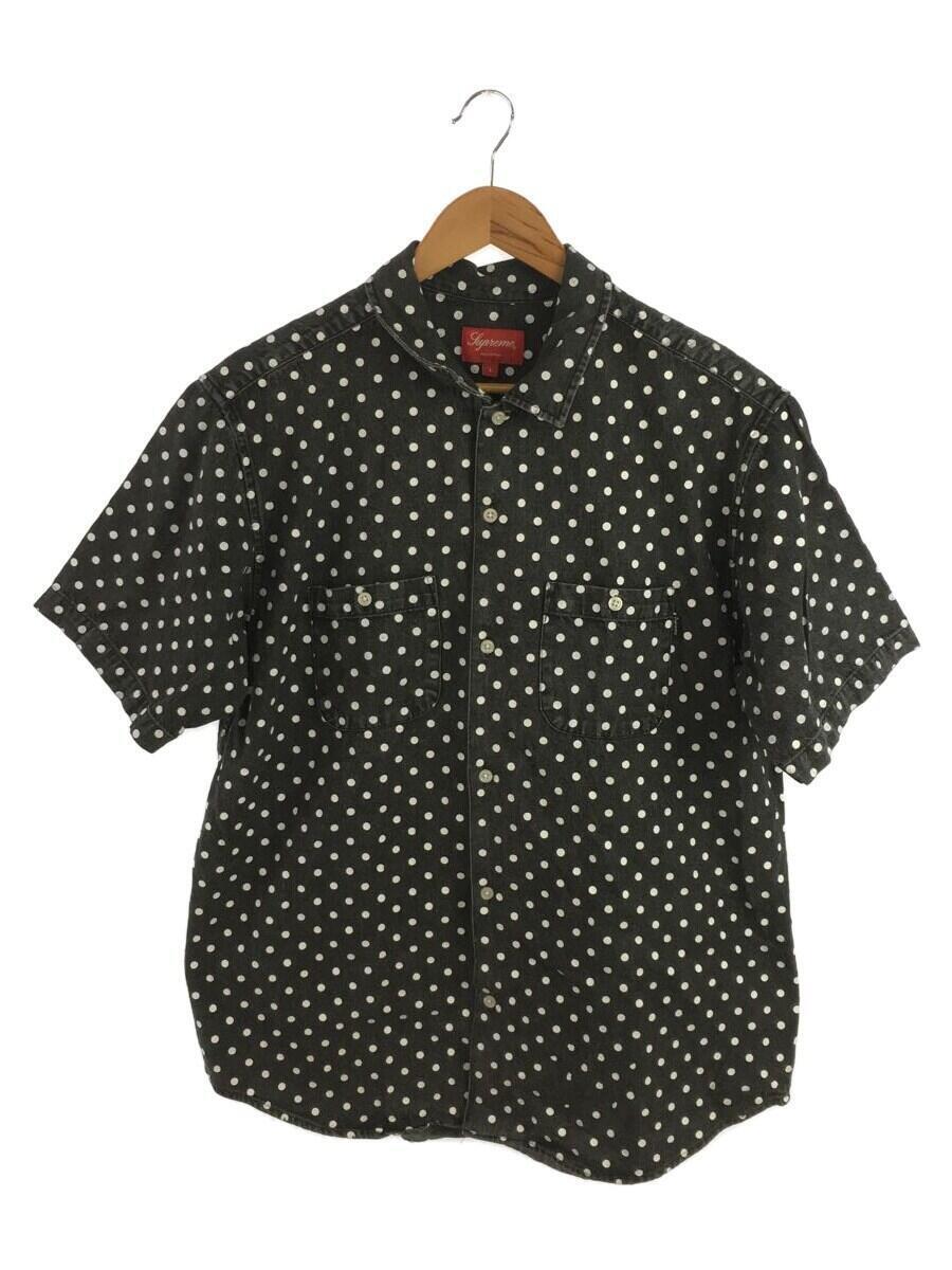 Supreme◆18ss/Polka Dot Denim Shirt/半袖シャツ/L/コットン/グレー