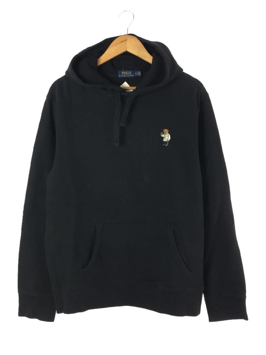 POLO RALPH LAUREN◆パーカー/M/コットン/BLK/ポロベア/前v