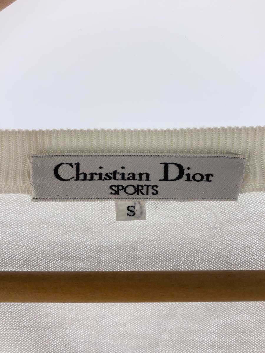 Christian Dior SPORTS◆セーター(薄手)/S/コットン/WHT/ワッペン/vネック/レッドカラーシングルボーダー_画像3