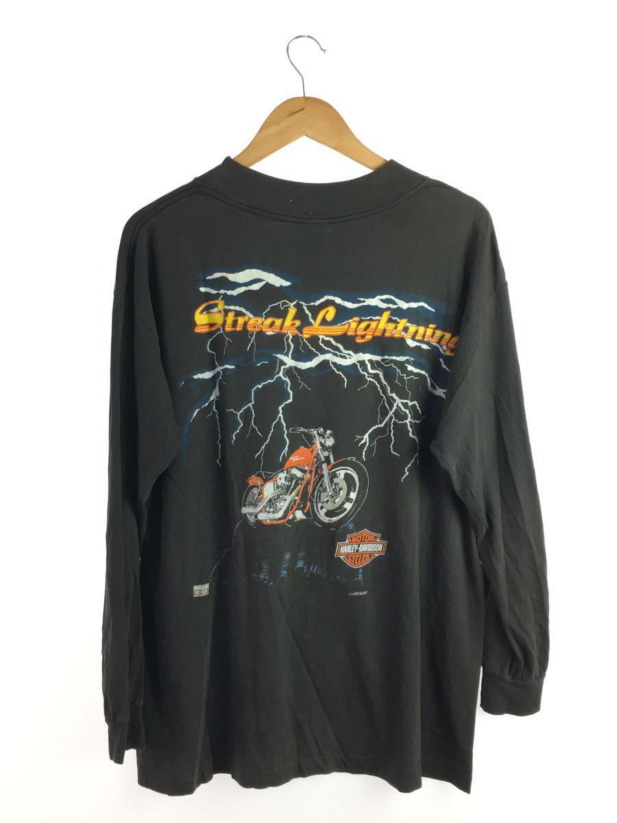 HARLEY DAVIDSON◆長袖Tシャツ/L/コットン/ブラック_画像2