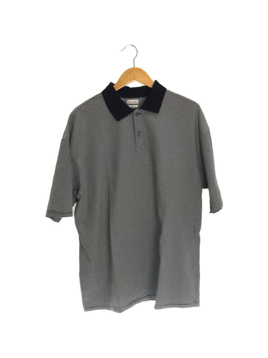 Steven Alan◆TWST BORDER POLOSHIRT-LOOSE/XL/コットン/BLK/ボーダー/8117-199-0379