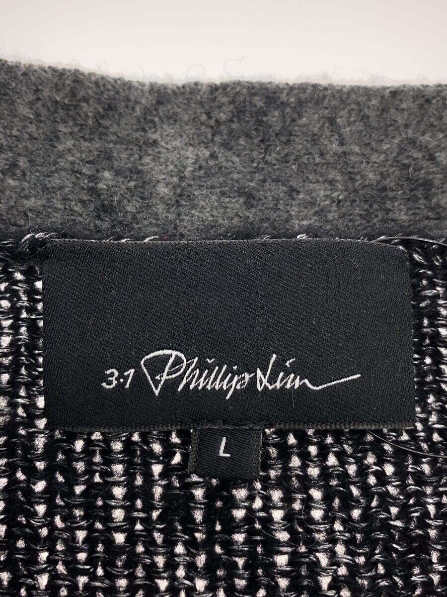 3.1 Phillip Lim◆カーディガン(厚手)/L/ウール/GRY/F113-7024MTPM/ドッキング/ジップアップ_画像3