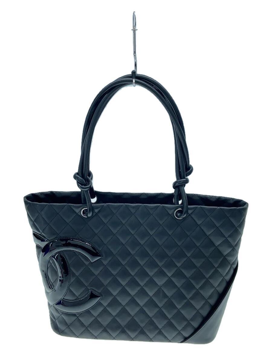 CHANEL◇トートバッグ_カンボンライン_カーフスキン_BLK/牛革 CHANEL◇トートバッグ_カンボンライン_カーフスキン_BLK/牛革