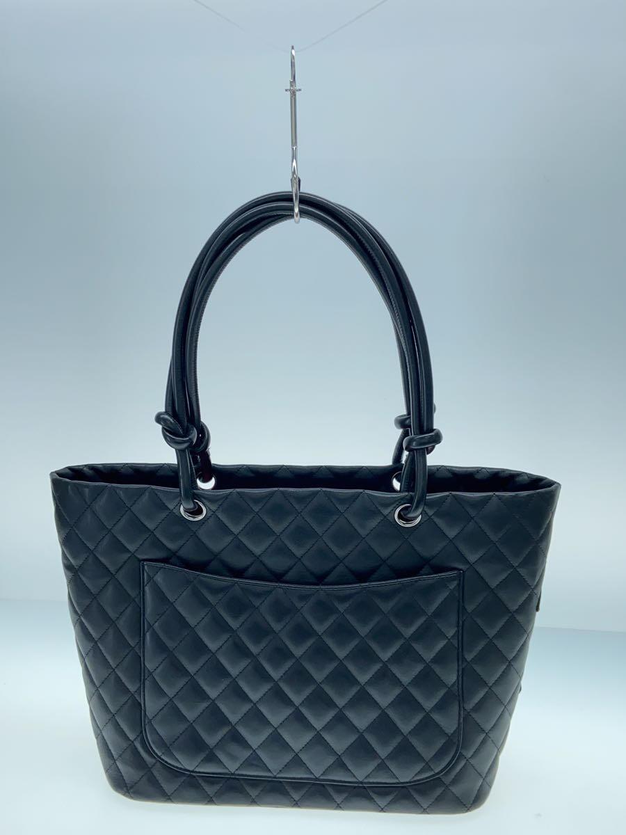 CHANEL◇トートバッグ_カンボンライン_カーフスキン_BLK/牛革 CHANEL◇トートバッグ_カンボンライン_カーフスキン_BLK/牛革