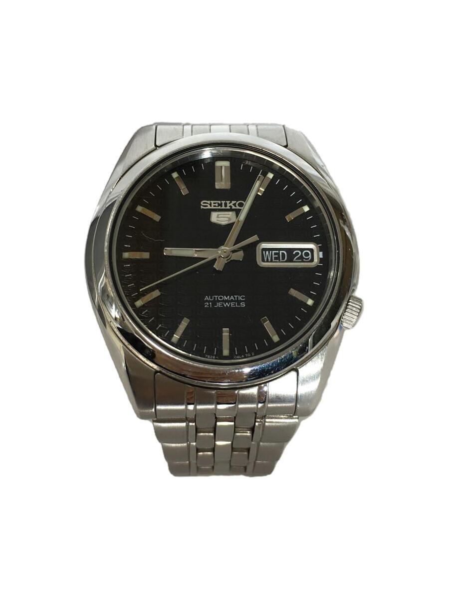 SEIKO◆自動巻腕時計/アナログ/ステンレス/BLK/SLV/7S26-01V0_画像1