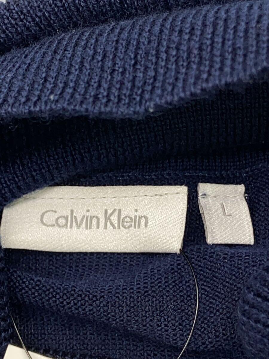 Calvin Klein◆セーター(薄手)/L/ウール/NVY_画像3