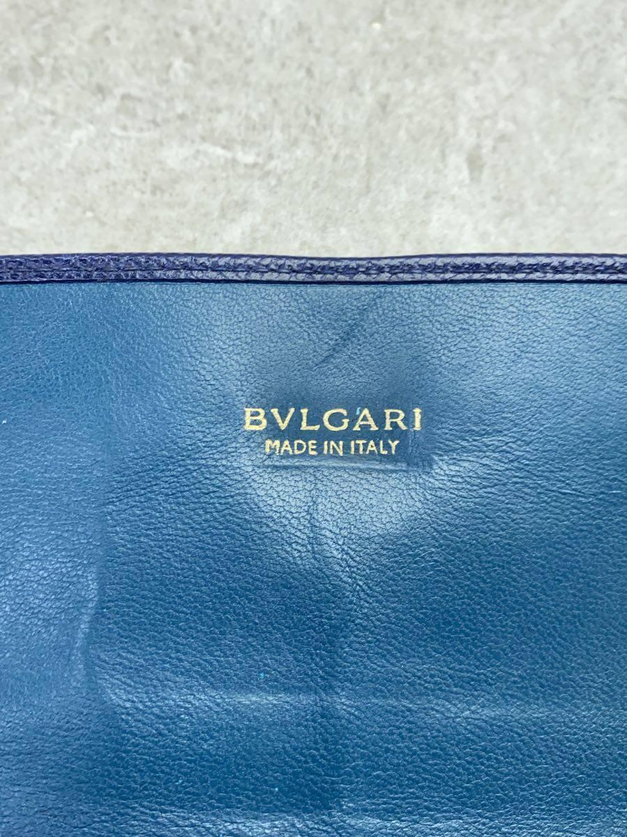 BVLGARI◆長財布/レザー/NVY/無地/メンズ/使用感 状態考慮_画像3