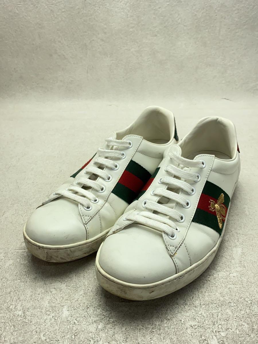 GUCCI◆ACE BEE/エンブロイダリーレザースニーカー/ローカットスニーカー/UK7/ホワイト/429446の画像2