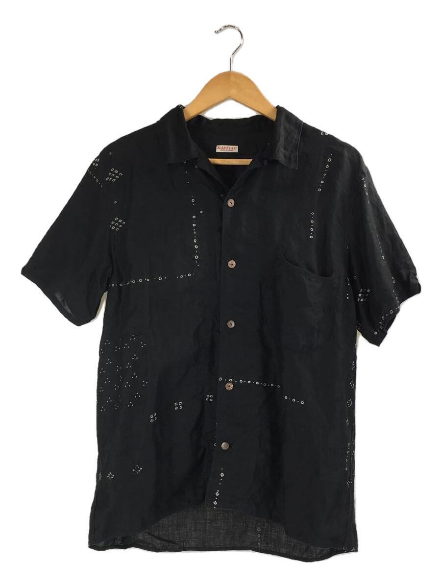 KAPITAL◆Bandana Dye Aloha Shirt/半袖シャツ/3/リネン/BLK/EK-628