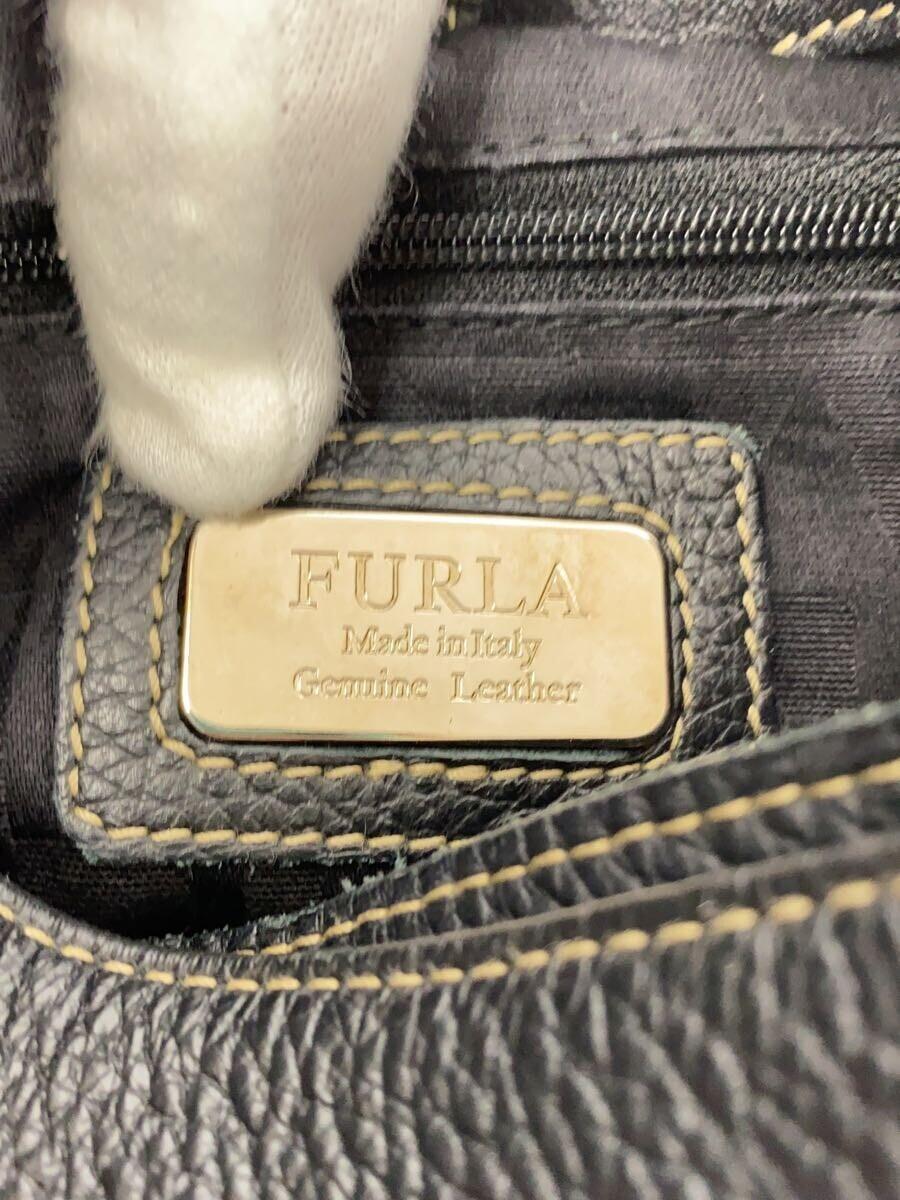 FURLA◆ショルダーバッグ/レザー/BLK/無地_画像5