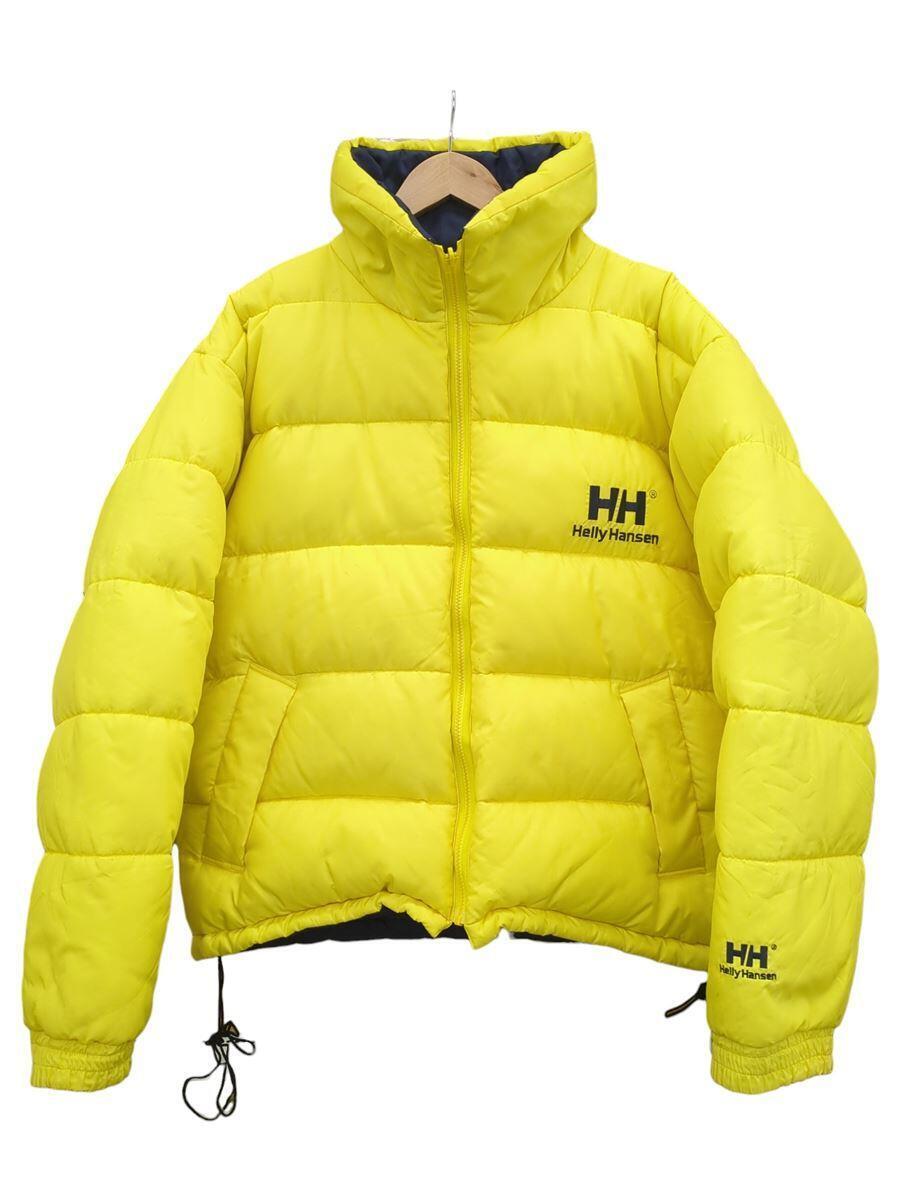 HELLY HANSEN◆90s/リバーシブルダウンジャケット/ナイロン/イエロー・ネイビー/プリント/_画像1