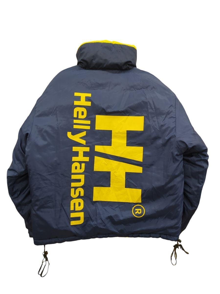 HELLY HANSEN◆90s/リバーシブルダウンジャケット/ナイロン/イエロー・ネイビー/プリント/_画像4