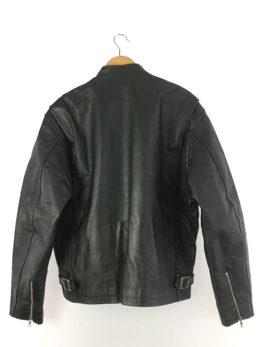 genuine leather /シングルライダースジャケット/44/レザー/BLK_画像2