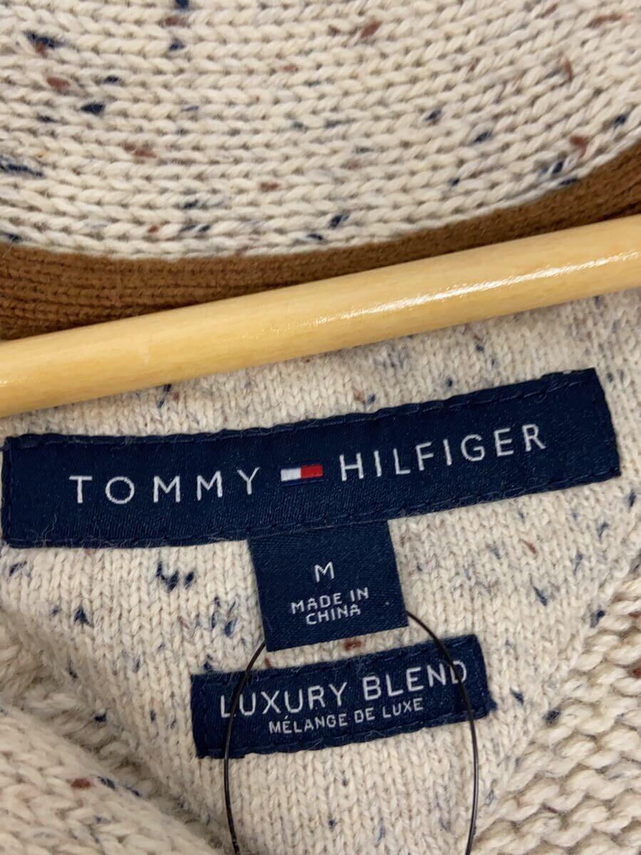 TOMMY HILFIGER◆カーディガン(厚手)/M/コットン/アイボリー/無地_画像3