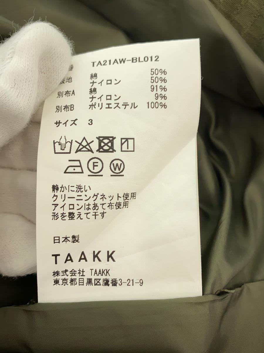 TAAKK◆ジャケット/3/コットン/KHK/TA21AW-BL012_画像4