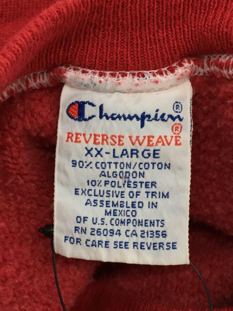 Champion◆スウェット/XXL/コットン/レッド/90s/REVERSEWEAVE/目あり_画像3