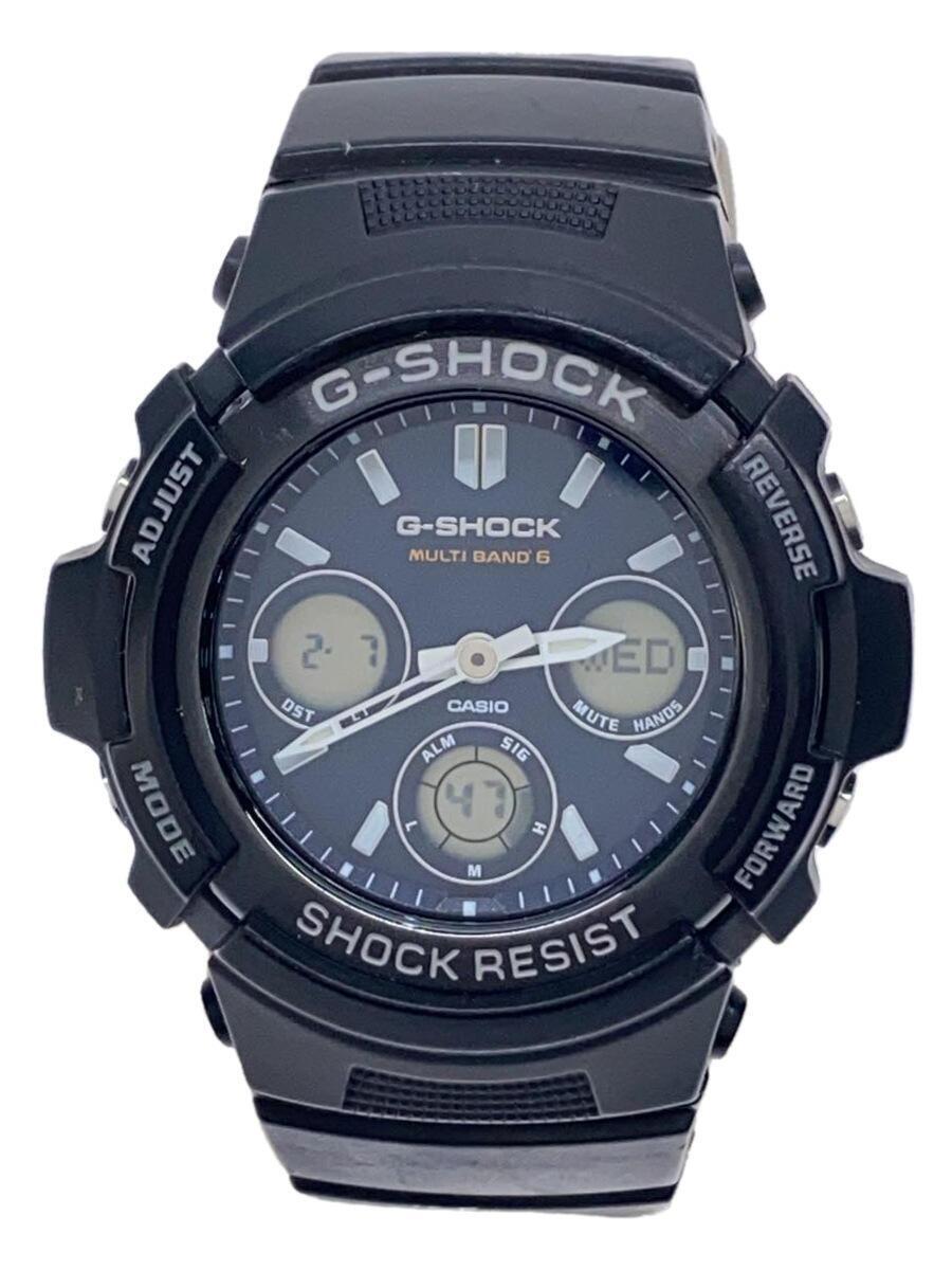 CASIO◆ソーラー腕時計・G-SHOCK/デジアナ/BLK_画像1