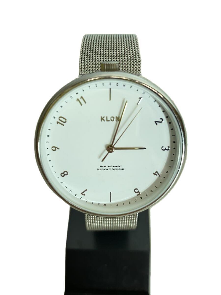 KLON◆クォーツ腕時計/アナログ/ステンレス/WHT/SLV_画像1