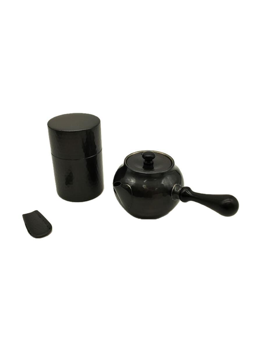 新光堂◆新光堂/美術銅器/茶器セット/BLK/BC-121/純銅黒銅仕上急須(横手)_画像1