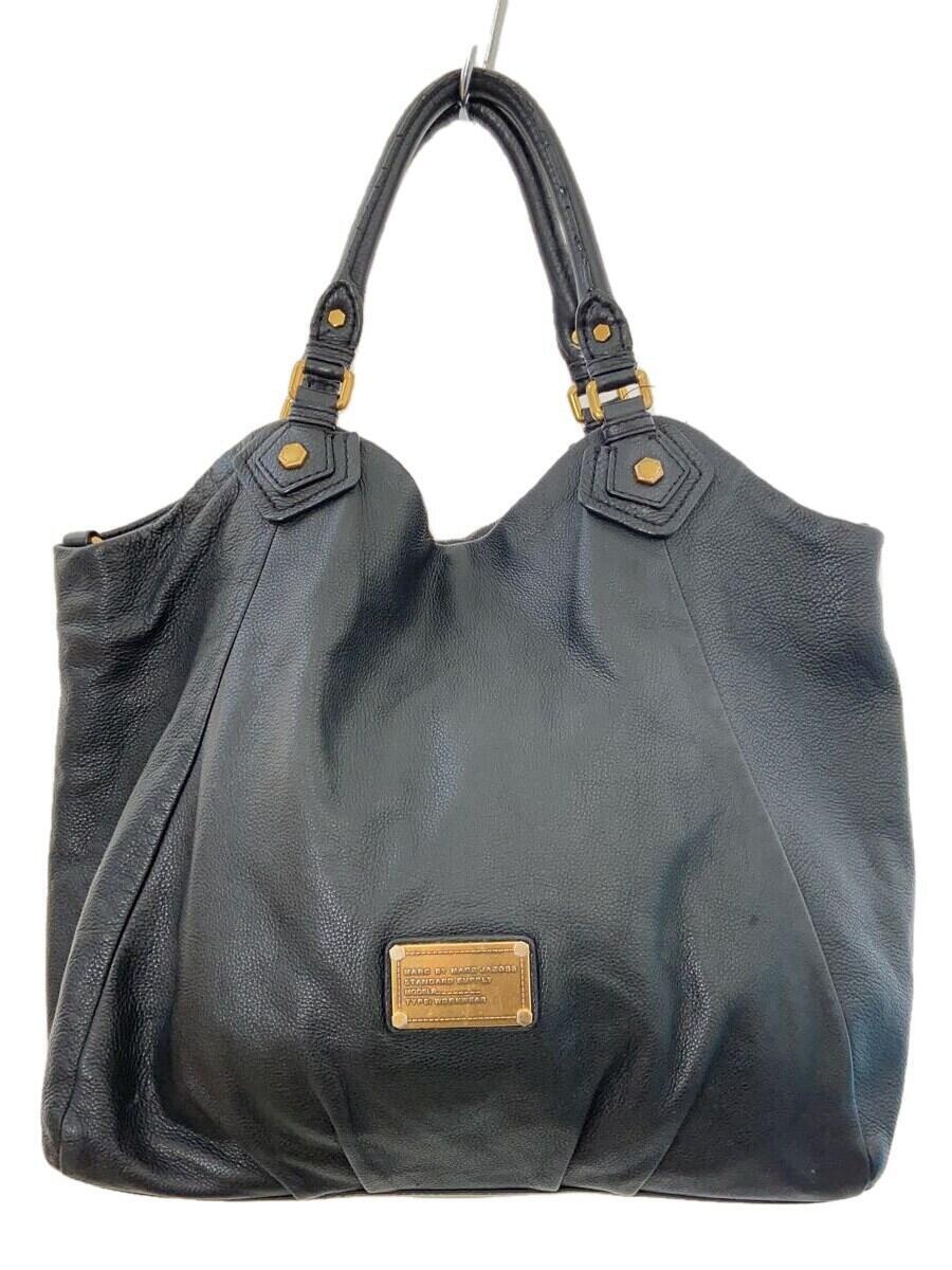 MARC BY MARC JACOBS◆トートバッグ/レザー/BLK/無地_画像1