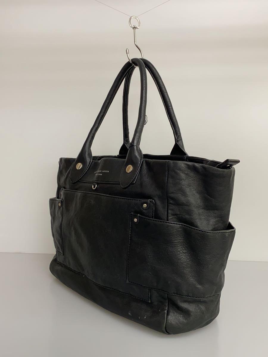 MARC BY MARC JACOBS◆トートバッグ/レザー/BLK/無地_画像2
