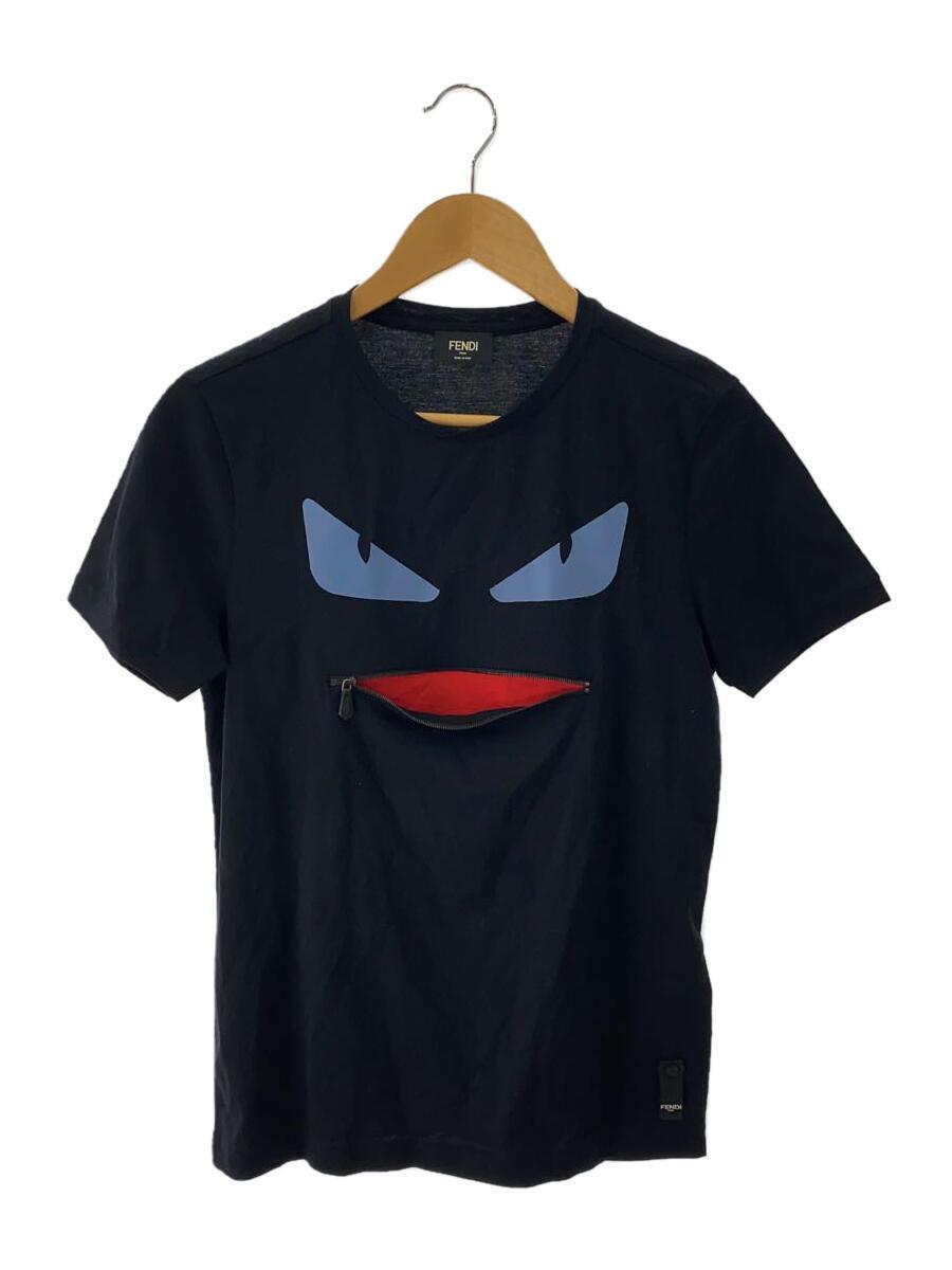 FENDI◆モンスタージップTシャツ/44/コットン/ブラック/プリント/FY0729 1LZ