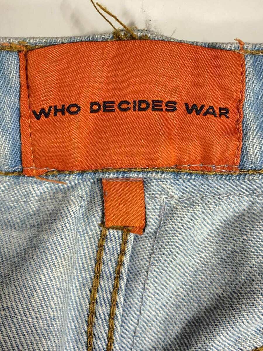 WHO DECIDES WAR◆ストレートパンツ/32/デニム/IDG/日本未発売/刺繍/ダメージ加工/リメイク_画像4