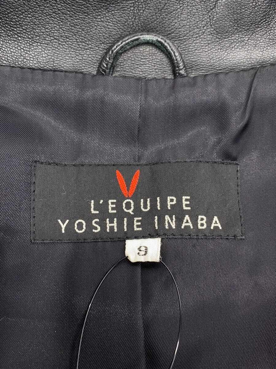 L’EQUIPE YOSHIE INABA◆コート/9/羊革/BLK/無地/B1233LC454_画像3