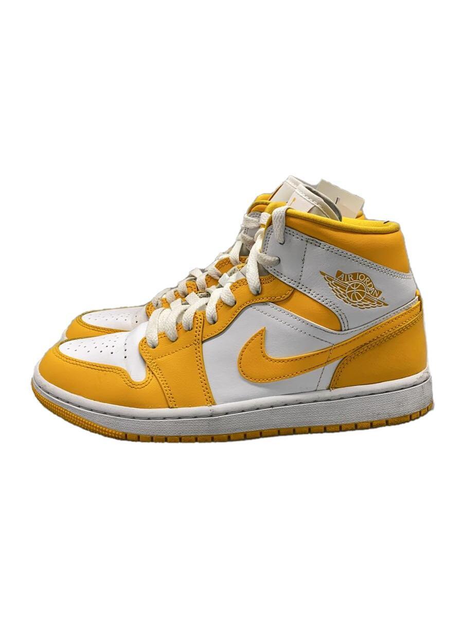 NIKE◆AIR JORDAN 1 MID_エアジョーダン 1 ミッド/26cm/YLW/レザー/BQ6472-117