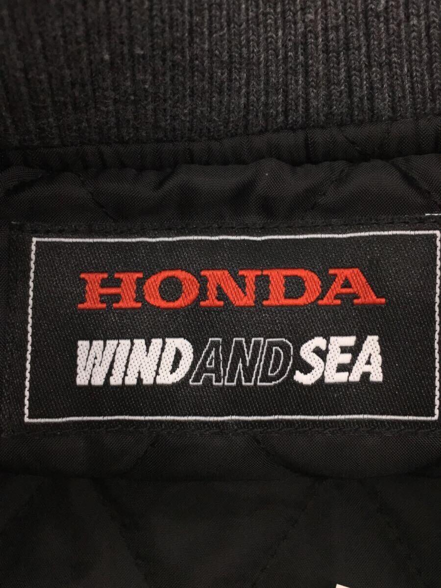 WIND AND SEA◆×HONDA/袖レザースタジャン/M/ウール/GRY/WDS-HND-01の画像3